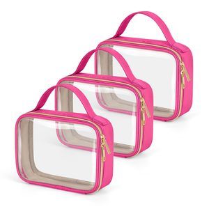 Tsa Approved Toiletry Bag, 3 Pack Clear Makeup Bags With Handles, Quart Size⚡️